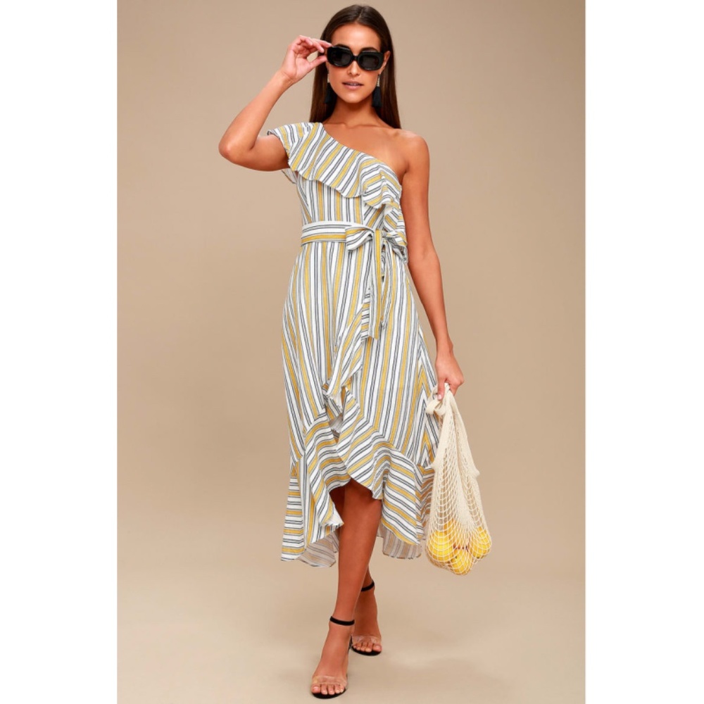 Lulu's Stripe High Tide Dress Belted Size Small